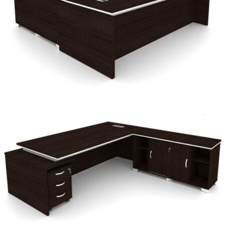 MARS-320-2.1M & 2.4M Solid Wooden Series Director Table With Side Cabinet