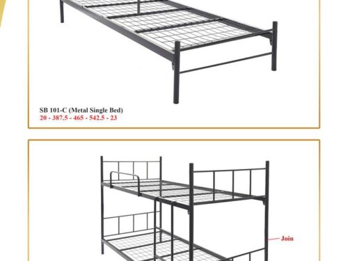 Katil Asrama - Katil Bujang + Papan Plywood | Metal Single & Double Decker Bed