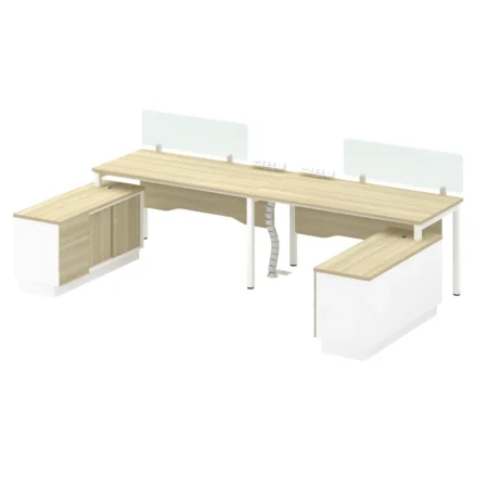 B6-SL-2R 2 seater workstation cluster Malaysia glass partition office workstation