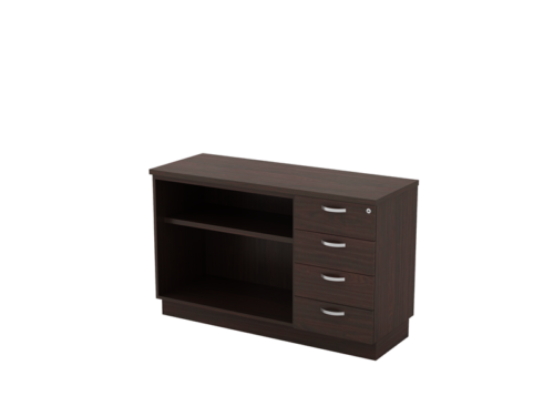 Q-YOP7124-WN COMBINATION LOW CABINET (OPEN SHELF + FIXED PEDESTAL 4D)