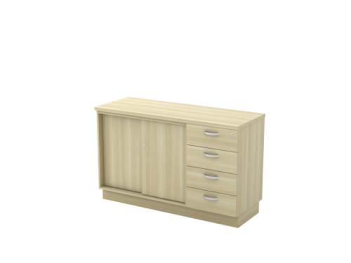 Q-YOP7124 COMBINATION LOW CABINET (OPEN SHELF + FIXED PEDESTAL 4D)