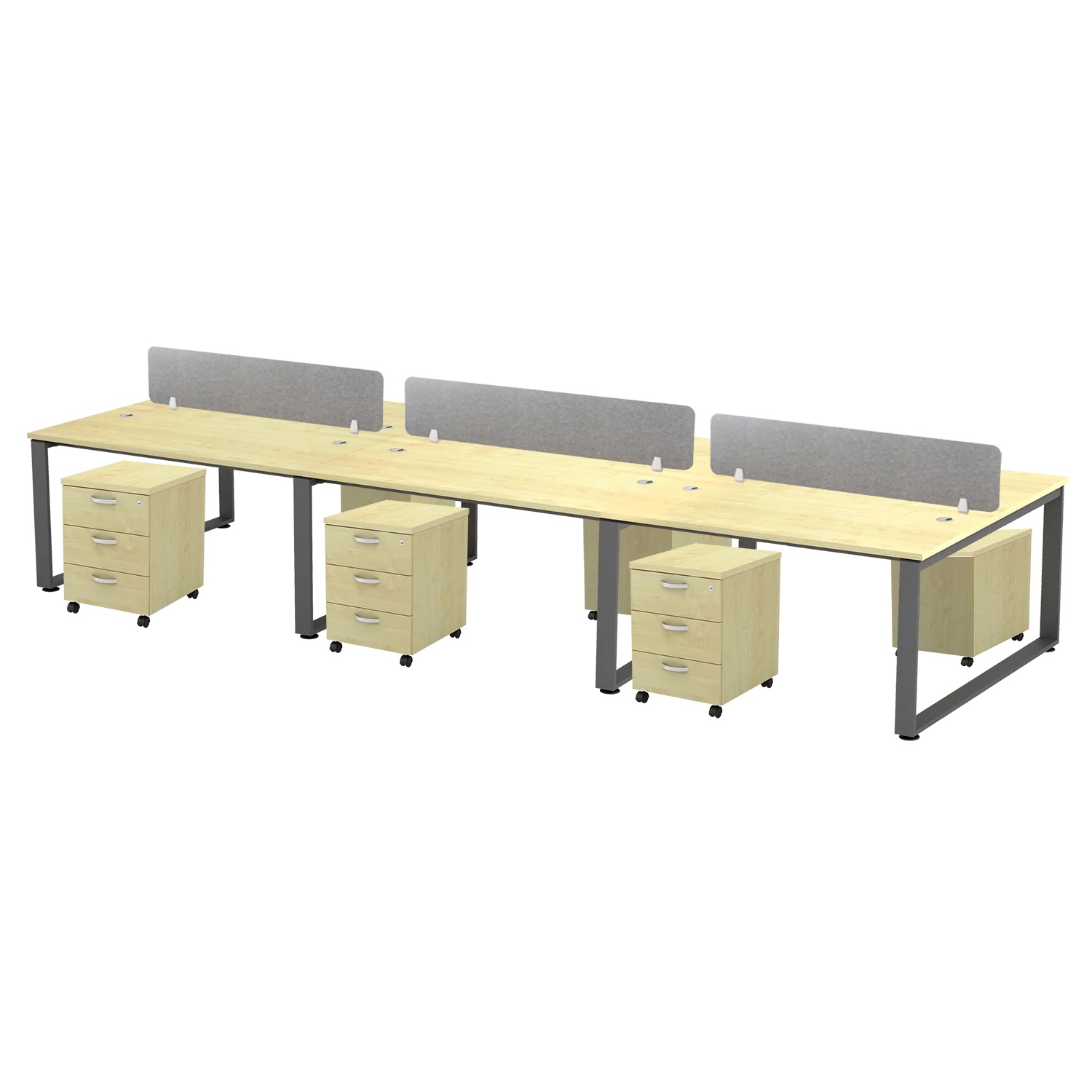 6 Seater Office Workstation Metal O Leg - Image 2