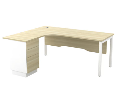 L Shape Office Table With U Metal Leg 2D1F Pedestal OFD SWL 552-3D SWL 652-3D SWL 1515-3D SWL 1815-3D
