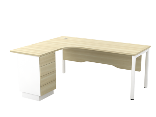 L Shape Office Table With U Metal Leg 4D Pedestal OFD SWL 552-4D SWL 652-4D SWL 1515-4D SWL 1815-4D