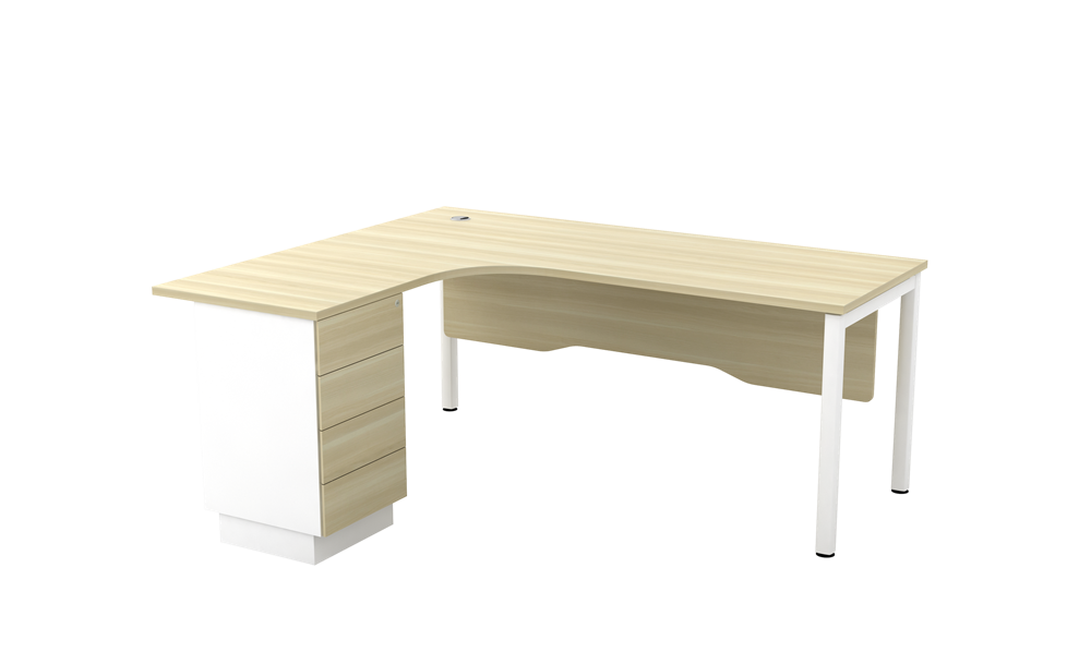 SWL-4D SKYWALK SERIES COMPACT L-SHAPE TABLE SET WITH WOODEN MODESTY PANEL AND FIXED PEDESTAL 4-DRAWERS - Image 2