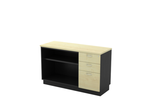 T-YOP7123 COMBINATION LOW CABINET (OPEN SHELF + FIXED PEDESTAL 2D1F)