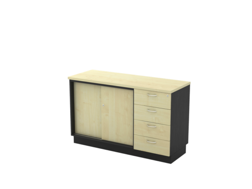 T-YSP7124 COMBINATION LOW CABINET (SLIDING DOOR + FIXED PEDESTAL 4D)
