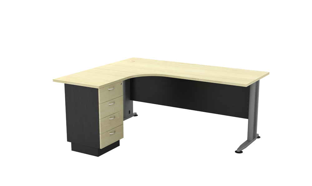 TL-4D TIMELESS SERIES COMPACT L-SHAPE METAL J-LEG TABLE WITH 4D FIXED PEDESTAL