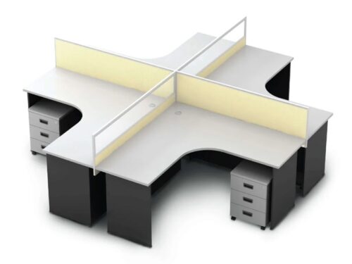FN18-GL-4 L SHAPE WORKSTATION CLUSTER OF 4