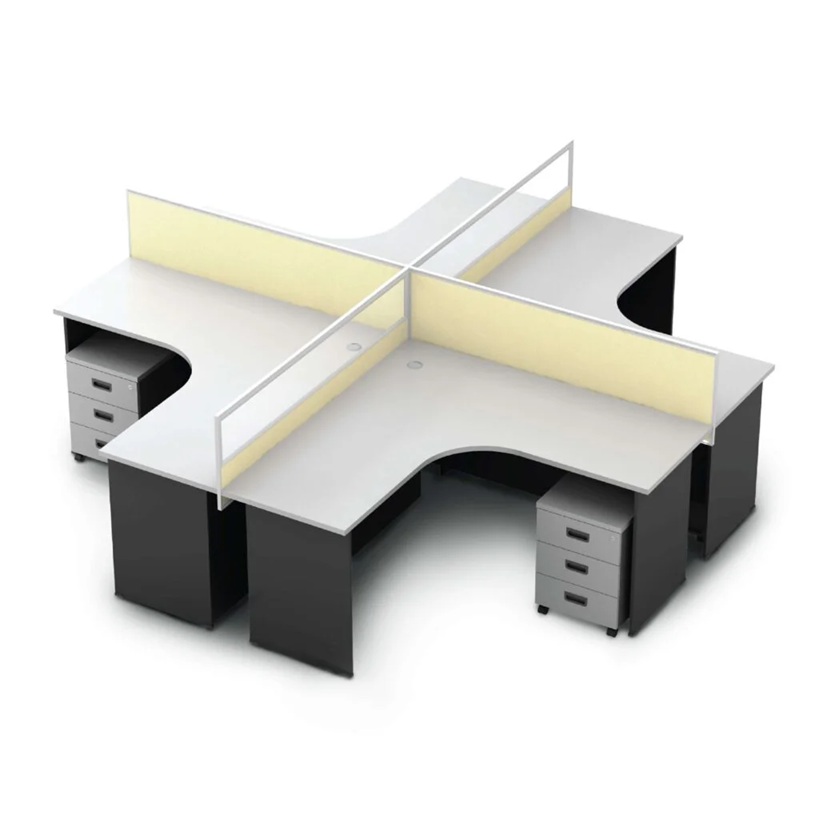 FN18-GL-4 L SHAPE WORKSTATION CLUSTER OF 4