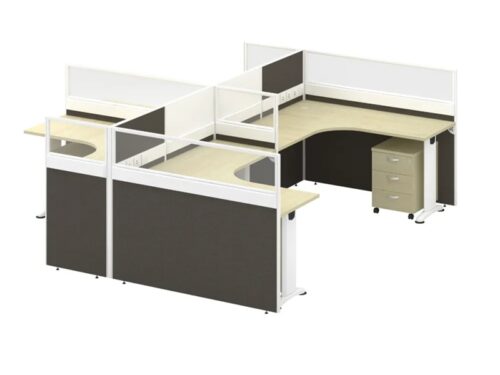 B30-B-4L Office Workstation Table Cluster Of 4 Seater