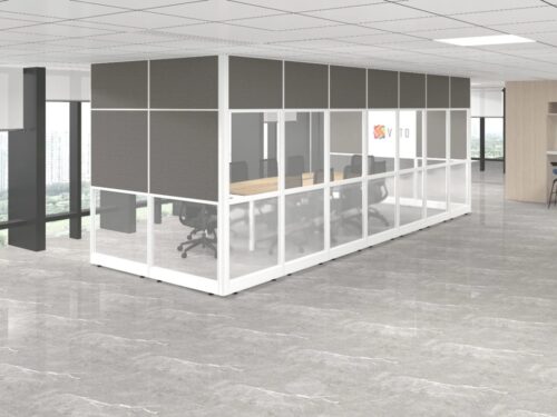B60+30-SQ-6R Office Workstation Table Cluster Of 6 Seater | Office Cubicle | Office Partition