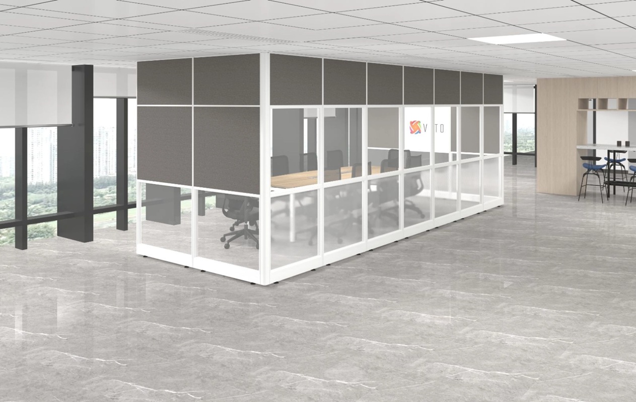 B60+30-SQ-6R Office Workstation Table Cluster Of 6 Seater | Office Cubicle | Office Partition