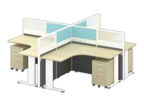 B60-H-4L L SHAPE WORKSTATION CLUSTER OF 4