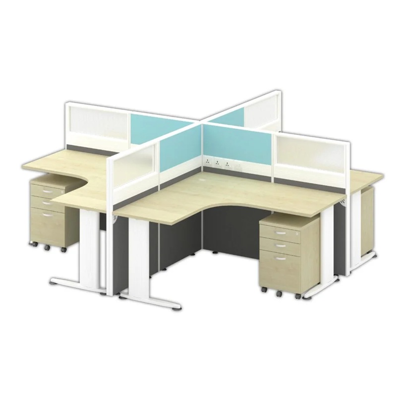 B60-H-4L L SHAPE WORKSTATION CLUSTER OF 4
