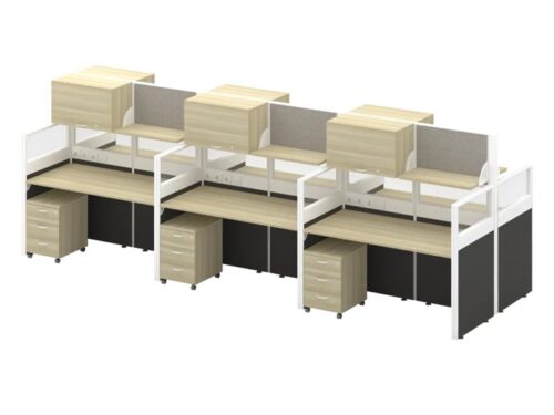 B60-Q-6R Office Workstation Table Cluster Of 6 Seater
