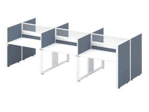 B60+30-SQ-6R Office Workstation Table Cluster Of 6 Seater | Office Cubicle | Office Partition